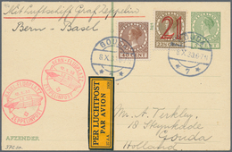 Niederlande - Ganzsachen: 1930, Niederlande/ Schweizer Zeppelinpost BERN-BASEL: Äußerst Seltene Zule - Entiers Postaux