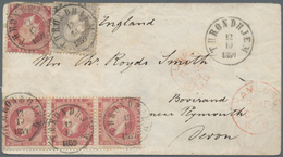 Norwegen: 1859 Cover From Throndhjem To Bovisand Near Plymouth, England Via Hamburg And London, Fran - Sonstige & Ohne Zuordnung