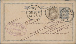 Norwegen - Ganzsachen: 1882, 5 Öre Grey Postal Stationery Card With 1 Öre Additional Franking From C - Ganzsachen