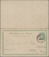 Norwegen - Ganzsachen: 1889, 6 Öre Green Postal Stationery Double Card From Christiania To Sweden, G - Entiers Postaux