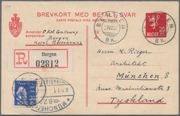 Norwegen - Ganzsachen: 1928, 20 Öre Double Card, Question Part, Used And Uprated With 30 Öre Ibsen, - Ganzsachen