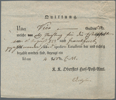 Österreich - Vorphilatelie: 1823, "QUITTUNG über 4 Gulden...spedirte Estaffette...K.K.Oberstes Hof-P - ...-1850 Vorphilatelie