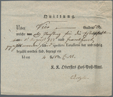 Österreich - Vorphilatelie: 1823, "QUITTUNG über 4 Gulden...spedirte Estaffette...K.K.Oberstes Hof-P - ...-1850 Prefilatelia