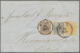 Österreich: 1850, 1 Kr Gelbocker, 2 Kr Grauschwarz Und 6 Kr Braun, Handpapier, Alle Marken Voll- Bis - Gebraucht