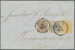 Österreich: 1850, 1 Kr Gelbocker, 2 Kr Grauschwarz Und 6 Kr Braun, Handpapier, Alle Marken Voll- Bis - Gebruikt