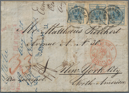 Österreich: 1854, 2 Kr Schwarz U. 6 Kr Braun Maschinenpapier, Je Rückseitig, Zusammen Mit 3 X 9 Kr B - Oblitérés