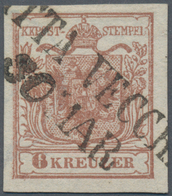 Österreich: 1850, 6 Kreuzer Handpapier, Type I, Rotbraun Mit Plattenfehler "Ohne Punkt Nach Kreuzer" - Gebraucht