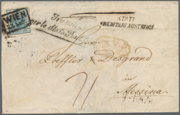 Österreich: 1851 (22 Sept.), Teilfrankierter Faltbrief Mit 9 Kr. Hellblau Von Wien Nach Messina, Siz - Oblitérés