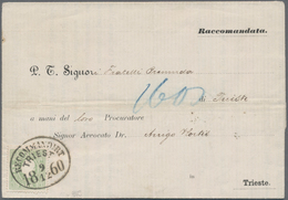 Österreich: 1860, 3 Kr. Grün Und Rs. 5 Kr. Rot, Portogerechte Frankatur Auf Orts-R-Brief Von "TRIEST - Oblitérés