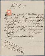 Österreich: 1859, 5 Kr Rot, Type II, Gut Gezähnt, FISKALISCH Verwendet Als Gebühr Und Entwertet Durc - Oblitérés