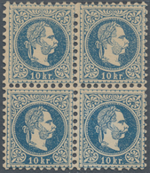 Österreich: 1867, 10 Kr. Dunkelblau, Grober Druck, Farbfrischer Und Gut Gezähnter 4er-Block, Ungebra - Usati