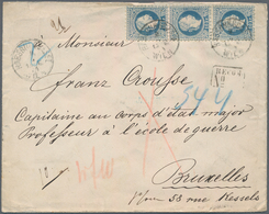 Österreich: 1874, 10 Kreuzer Blau Im Senkr. 3er-Streifen Auf Reco-Brief (kleine Spuren/Mgl.) Von Hab - Used Stamps