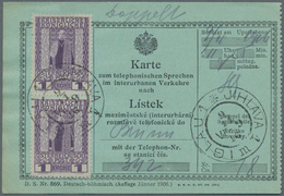 Österreich: 1916, "Karte Zum Telephonischen Sprechen..." Frankiert Und Gestempelt "IGLAU"/Mähren, Do - Used Stamps