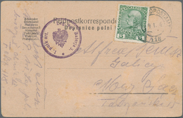 Österreich: 1916, 5 H Grün Entwertet Mit K2 "FELDPOSTAMT 118" Und Viol. Truppenstempel "1. Pulk Art. - Used Stamps