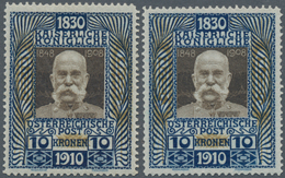 Österreich: 1910, 10 Kr. 80.Geburtstag Kaiser Franz Joseph, Tadellos Postfrisch Je Im Hoch- Und Selt - Gebraucht