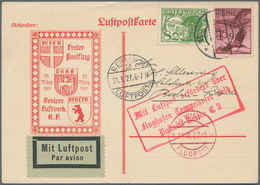 Österreich: 1927/1933, Sechs Flugpostbriefe Bzw. -karten Alle Mit 'Pilotenkopf'-Frankaturen Sowie Di - Gebraucht