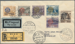 Österreich: 1931, Rotary, Kompletter Satz Auf Flugpost-R-Brief Von "WIEN 25.VI.31" Nach Basel Mit Fü - Gebraucht