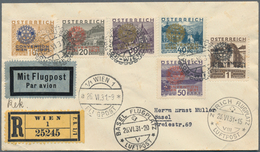 Österreich: 1931, Rotary, Kompletter Satz Auf Flugpost-R-Brief Von "WIEN 25.VI.31" Nach Basel Mit Fü - Used Stamps