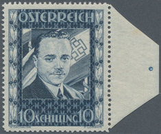Österreich: 1936, Dollfuß 10 S. Dunkelblau Vom Rechten Bogenrand Mit Farbigem Anlagepunkt, Postfrisc - Gebruikt
