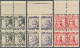 Österreich: 1934, Baumeister, Komplette Serie In Oberrand-4er-Blocks, Postfrisch. Mi. 600,- €. - Gebraucht