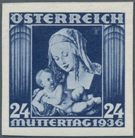 Österreich: 1936, 24 Gr. Muttertag Ungezähnt, Postfrisch (natürlicher Kalanderbug=kein Mangel). Mi. - Gebraucht
