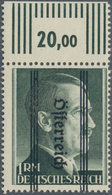Österreich: 1945, Grazer Aufdruck, 1 RM Mit Kopfstehendem Aufdruck, Postfrisches Oberrandstück, Sign - Gebraucht