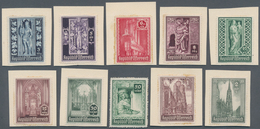 Österreich: 1946, Wiederaufbau Des Stephansdomes, 3 Komplette Probedrucksätze In Jeweils Anderen Far - Used Stamps