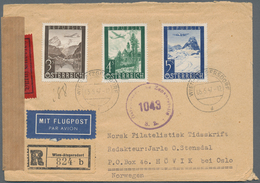 Österreich: 1947, Flugpost 50 Gr.-10 Sch., Komplette Serie Auf Zwei FDCs: 3 Sch.-5 Sch. Auf Luftpost - Gebraucht