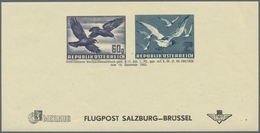 Österreich: 1950 (31.12.), Flugpost Vögel 2 S. Und 60 Gr. ADRESSZETTEL Auf Flugpostbrief Salzburg-Br - Used Stamps