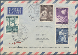 Österreich: 1951/1956. Lot Von 3 CHRISTKINDL-Belegen: Eine Amerik. Antwort-Postkarte 1c (+2c) Mit 2s - Gebruikt