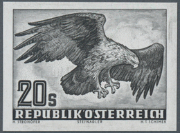 Österreich: 1952, Flugpost 20 Sch., Ungezähnter Probedruck In Schwarz Auf Reinweißem Ungummiertem Ka - Gebruikt