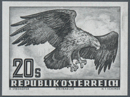 Österreich: 1952, Flugpost 20 Sch., Ungezähnter Probedruck In Schwarz Auf Reinweißem Ungummiertem Ka - Used Stamps