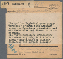 Österreich - Portomarken: 1946, Paket-Begleitadresse Ab "SALZBURG 2" Adressiert Nach Bürmoos Mit Por - Strafport