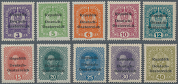 Österreich - Lokalausgaben 1918/38 - Knittelfeld: 1918, 3 H Violett Bis 40 H Oliv - 10 Werte Postfri - Autres & Non Classés