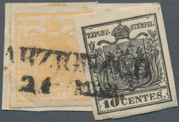 Österreich - Lombardei Und Venetien: 1850, 5 C. Gelb Und 10 C. Schwarz, Zwei Farbfrische Und Gut Ger - Lombardo-Veneto