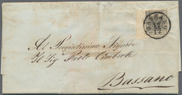 Österreich - Lombardei Und Venetien: 1850, 10 Cmi Grauschwarz, Handpapier, Randstück Mit Linkem Boge - Lombardo-Vénétie