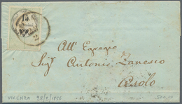 Österreich - Lombardei Und Venetien - Stempelmarken: 1856. 15 Centesimi "Buchdruck", Stempelmarke Po - Lombardo-Vénétie