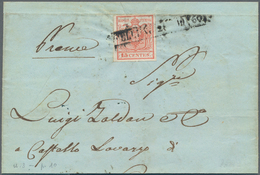 Österreich - Lombardei Und Venetien - Stempel: 1850. Seltener R1 "BELLUNO" (Sassone 2500 €) Auf 15 C - Lombardo-Venetien