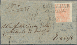 Österreich - Lombardei Und Venetien - Stempel: 1857. Rare Frammed "RACOMMANDATA" (Sassone "R1") On L - Lombardo-Venetien