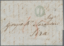 Österreichische Post In Der Levante: 1855/1856, Two Lettersheets From Ancona To Githion Via Patras ( - Levante-Marken