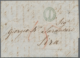 Österreichische Post In Der Levante: 1855/1856, Two Lettersheets From Ancona To Githion Via Patras ( - Oriente Austriaco
