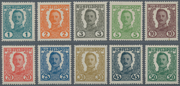 Österreichisch-Ungarische Feldpost - Allgemeine Ausgabe: 1918, 1 H Grün Bis 1 K Oliv Auf Grünlich Kp - Autres & Non Classés
