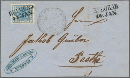 Österreich - Verwendung In Serbien: 1856, 9 Kr. Blau, Farbfrisch Und Allseits Breitrandig, Auf Brief - Andere & Zonder Classificatie