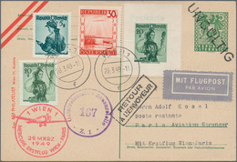 Österreich - Flugpost: 1949 (28.3.), Postkarte 5 Gr. Wappen Mit Handstpl. 'UNGÜLTIG' Als Postkartenf - Autres & Non Classés