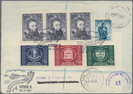 Österreich - Flugpost: 1951 (26.11.), UPU-Adresszettel (Type Y) Mit Rs. Bunter Zusatzfrankatur Als E - Other & Unclassified