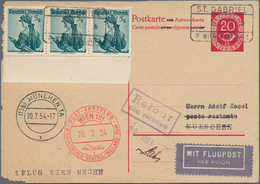 Österreich - Flugpost: 1954 (16.7.), BRD Posthorn 20 Pf. Antwort-Postkarte Mit Österr. Trachten 3 X - Andere & Zonder Classificatie