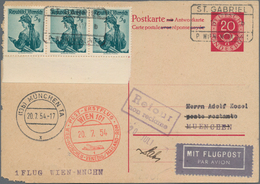 Österreich - Flugpost: 1954 (16.7.), BRD Posthorn 20 Pf. Antwort-Postkarte Mit Österr. Trachten 3 X - Autres & Non Classés