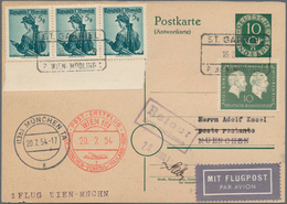 Österreich - Flugpost: 1954 (16.7.), BRD Posthorn 10 Pf. Antwort-Postkarte 10 Pf. Und Österr. Tracht - Sonstige & Ohne Zuordnung