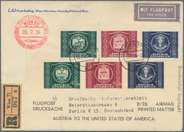 Österreich - Flugpost: 1954 (19.7.), UPU-Adresszettel (Type X) Mit Zusatzfrankatur (vs. UPU-Satz Und - Andere & Zonder Classificatie