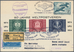 Österreich - Flugpost: 1954 (9.10.), Flugpost Vögel 3 S. Sowie UPU-Adresszettel (mit Priv. Zudruck) - Andere & Zonder Classificatie